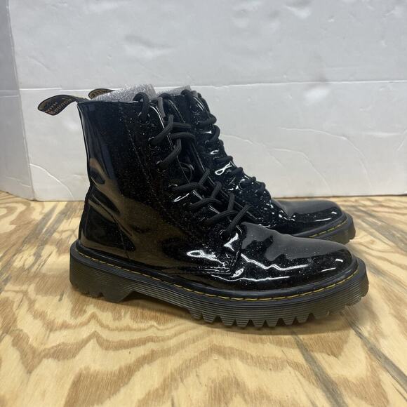 Doc Martens Luana Combat Boots Black Cosmic Glitter Womens Size 6 Grunge Goth - Picture 1 of 10